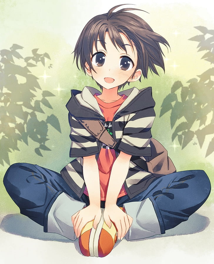 anime girls, sitting, Kikuchi Makoto, HD wallpaper